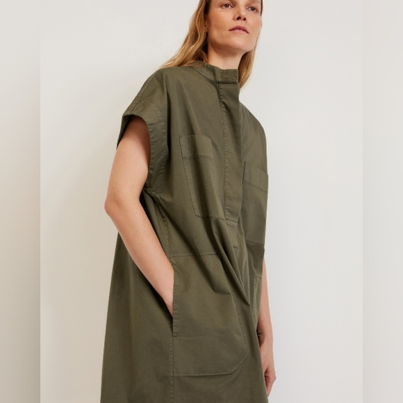 Everlane The Easy Workwear Organic Utility Dress Green / Size Large - Picture 4 of 14